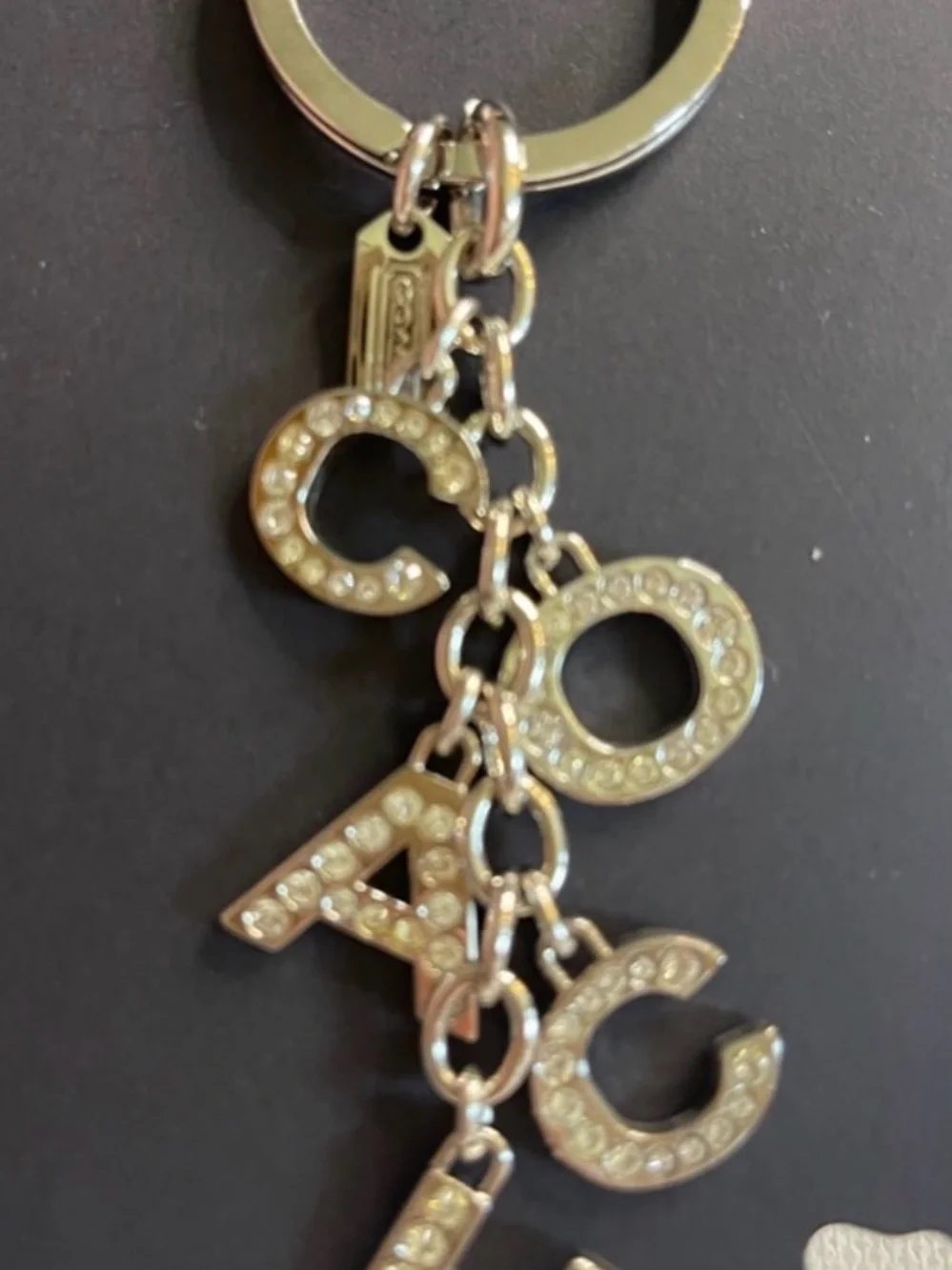 Coach Silver Crystal Letter Keychain - COACH Charm